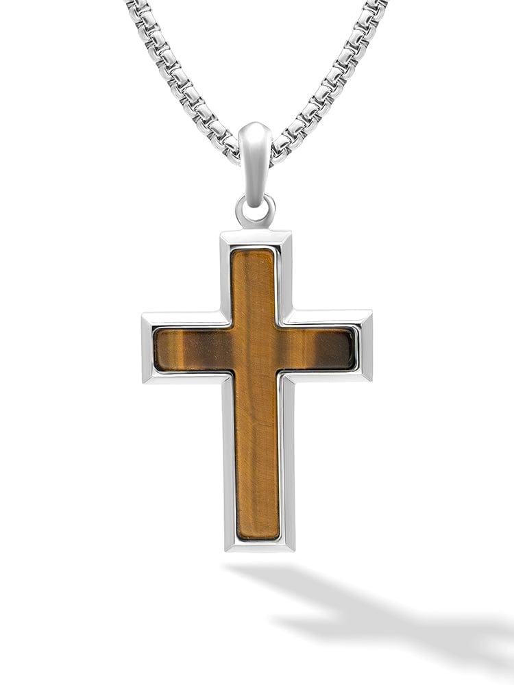 Tiger Eye Cross Pendant Necklace - Maven Couture IncCross Pendant