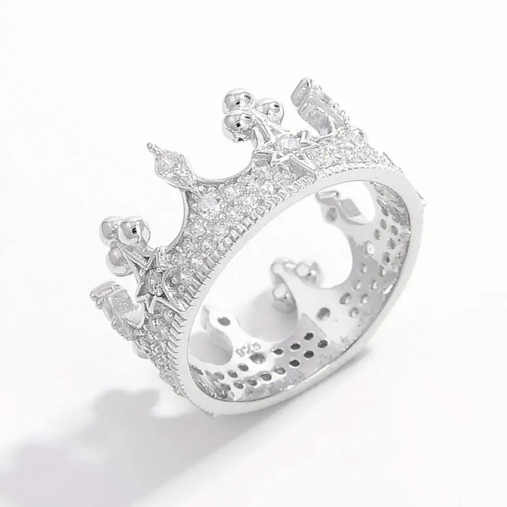 Crown shape zircon ring in 925 sterling silver for luxury fashion for women $28 1-piece luxurious 925 sterling silver,