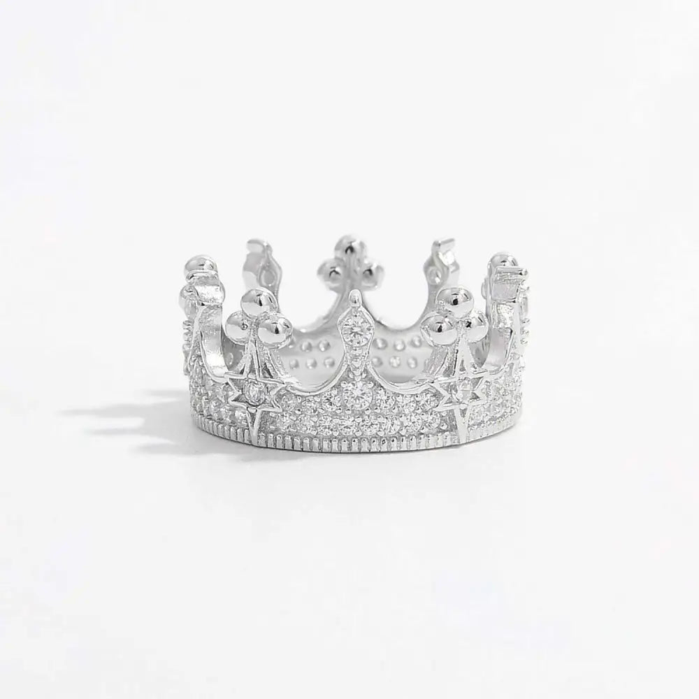 Crown shape zircon ring in 925 sterling silver for luxury fashion for women $28 1-piece luxurious 925 sterling silver,