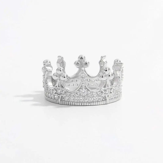 Crown shape zircon ring in 925 sterling silver for luxury fashion for women $28 1-piece luxurious 925 sterling silver,