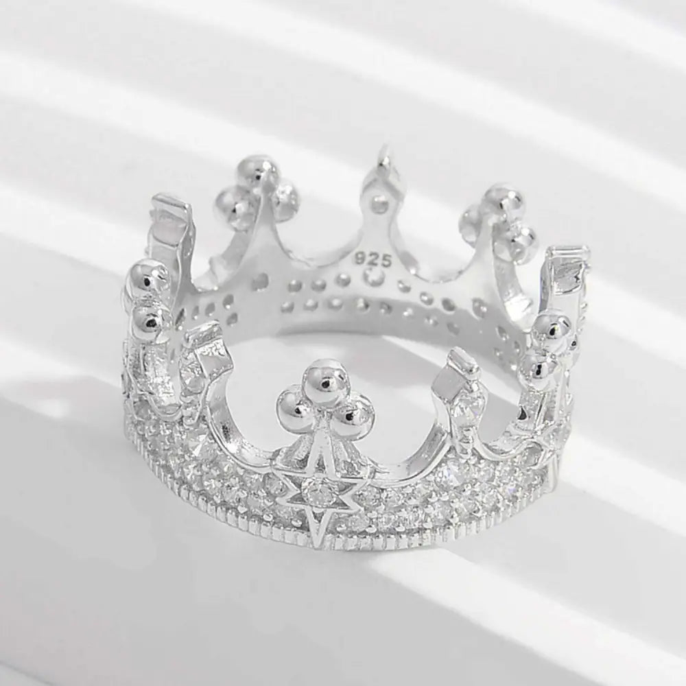 Crown shape zircon ring in 925 sterling silver for luxury fashion for women $28 1-piece luxurious 925 sterling silver,