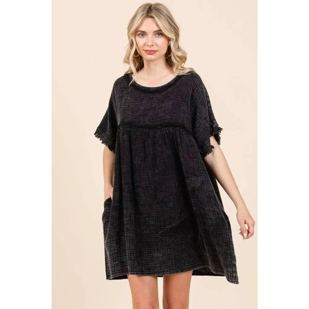 Luxury fashion for women culture code babydoll dress with pockets $43.14 this short sleeve babydoll texture dress