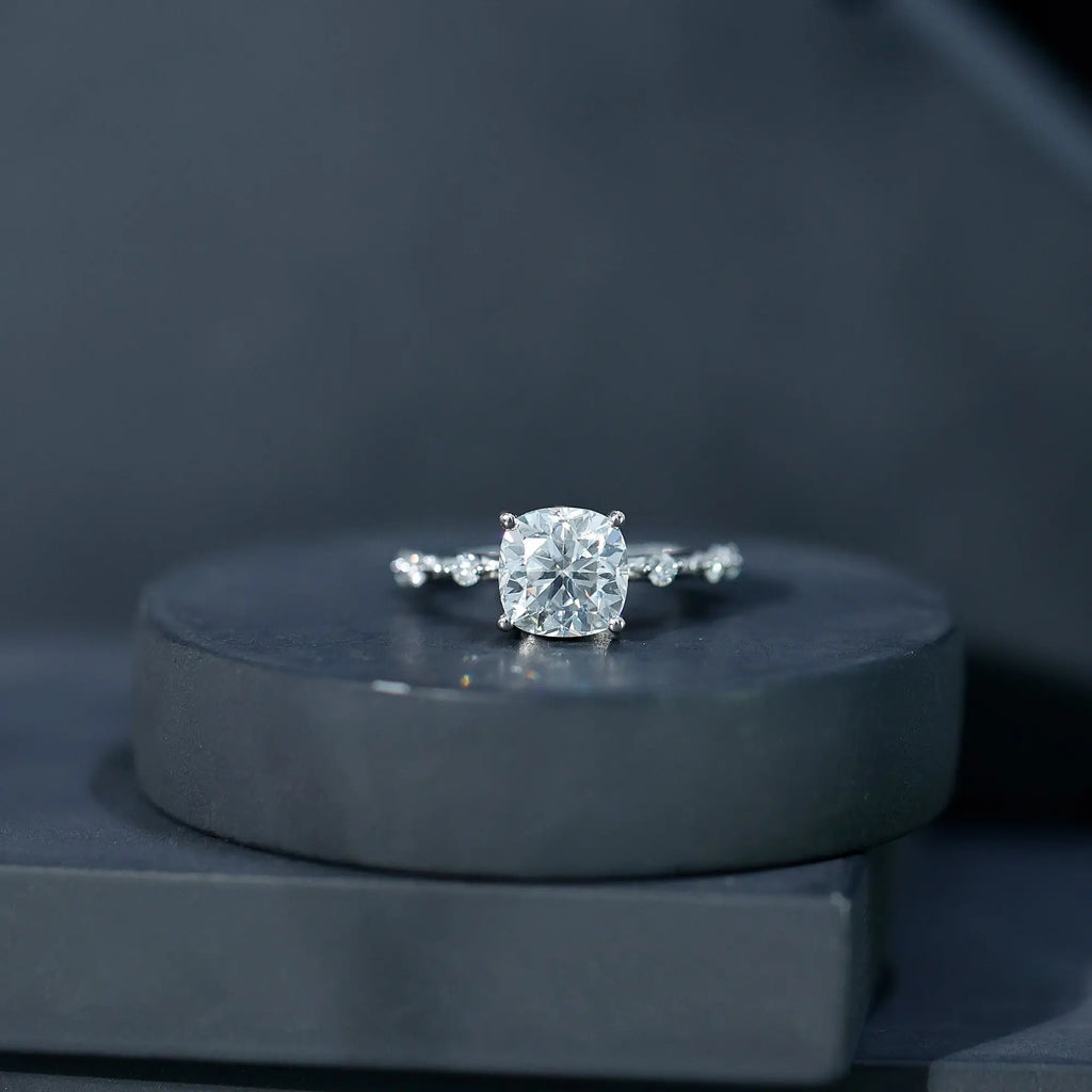 Cushion Cut 2 Carat Lab Grown Diamond Solitaire Engagement Ring with IGI Certificate