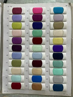 Color swatches of lace fabric in various shades including red, pink, blue, purple, green, and beige for Custom High Neck Ball Gown