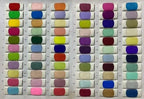 Customized Wedding Dress fabric color chart displaying a wide range of vibrant colors on small swatches for custom bridal gowns.