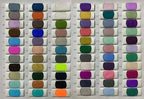 Customized Wedding Dress polyester fabric color swatches showing a diverse range of 66 colors on individual white card mounts