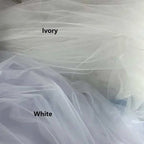 Customized Wedding Dress tulle fabric in ivory and white colors for bridal gowns, soft sheer material ideal for elegant designs