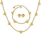 Cute Heart Necklace Earrings Bracelet Jewelry Set Stainless Steel For Women Fashion Shiny Zircon Bridal Accessories Wedding Gift
