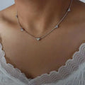 Cute Heart Necklace Earrings Bracelet Jewelry Set Stainless Steel For Women Fashion Shiny Zircon Bridal Accessories Wedding Gift