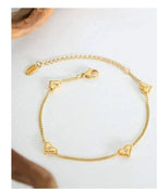 Cute Heart Necklace Earrings Bracelet Jewelry Set Stainless Steel For Women Fashion Shiny Zircon Bridal Accessories Wedding Gift