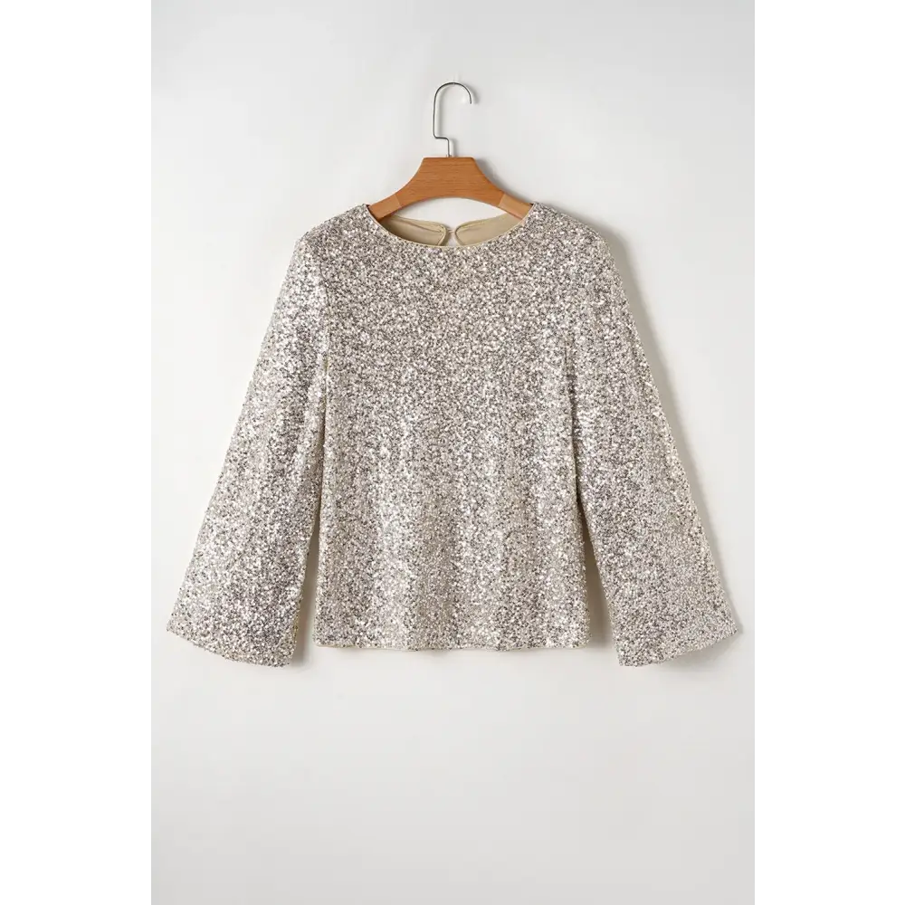 Elegance redefined with cutout sequin long sleeve blouse in luxury fashion $41.99 cutout design and dazzling sequin