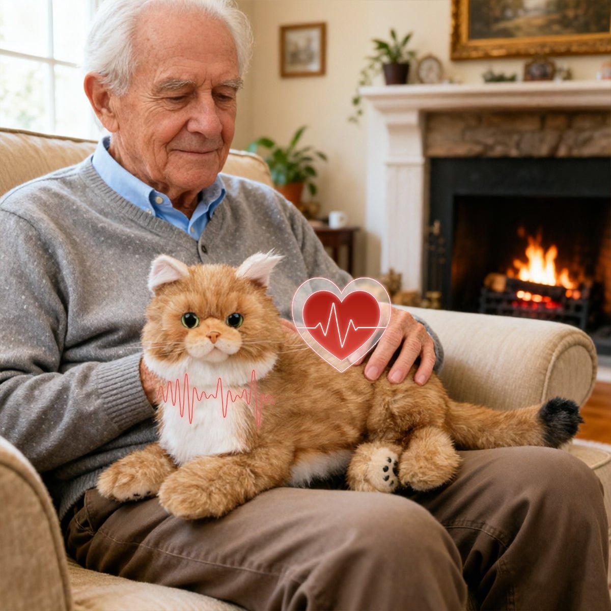 Percy 2.0 Golden British Short Hair Cat- Breathing Heartbeat Pur,Voice Robotic Cat - Maven Couture IncPERCY