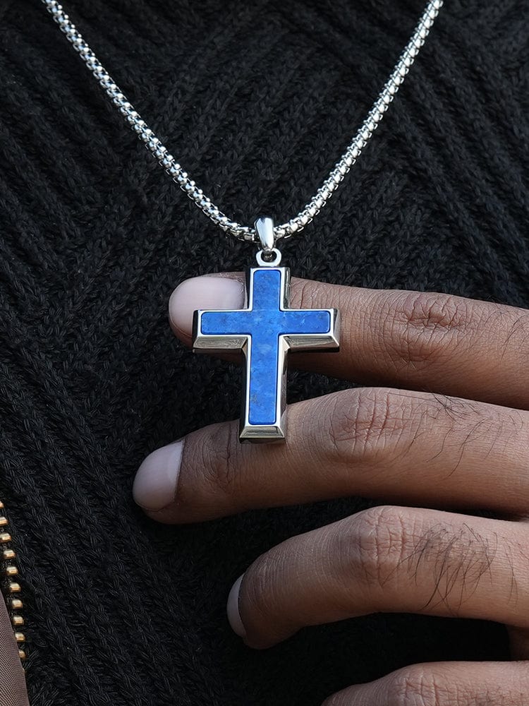 Lapis Lazuli Cross Pendant Necklace - Maven Couture IncCross Pendant