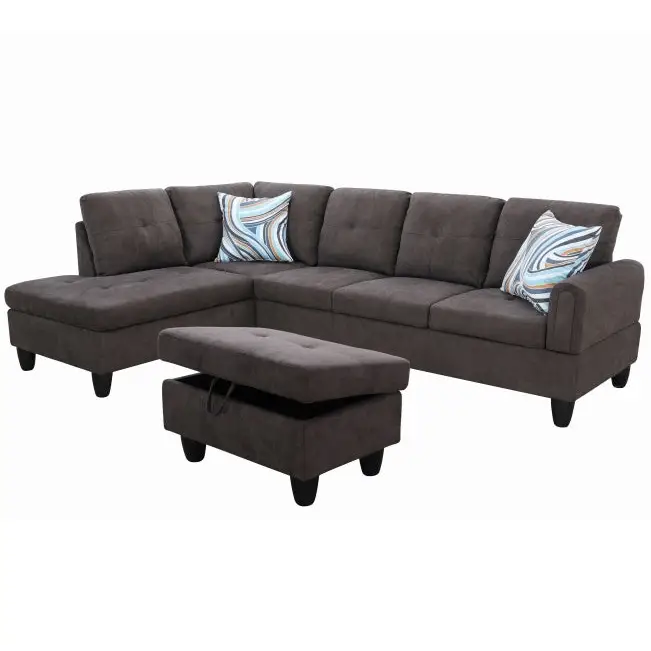 Elevate your living space with luxury dark brown flannel sofa set $569.99 indulge in the refined details