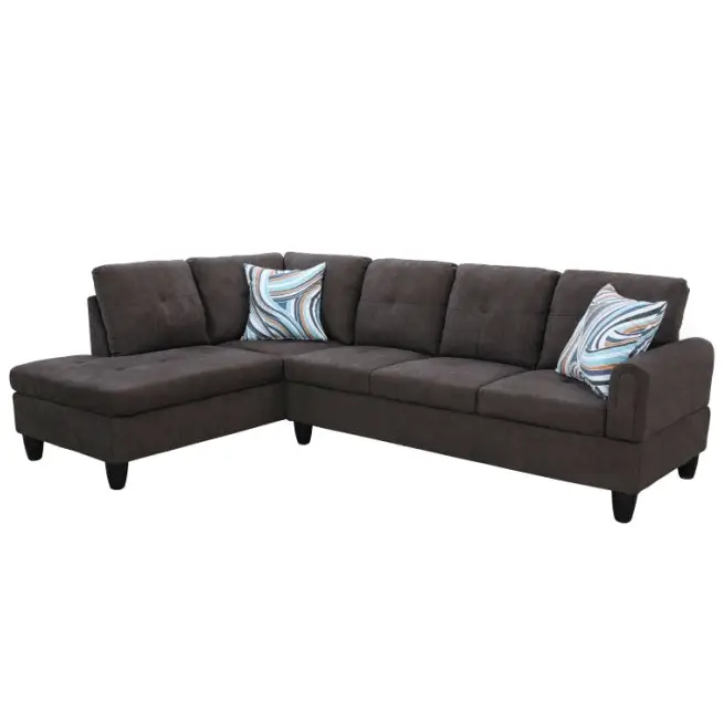 Elevate your living space with luxury dark brown flannel sofa set $569.99 indulge in the refined details