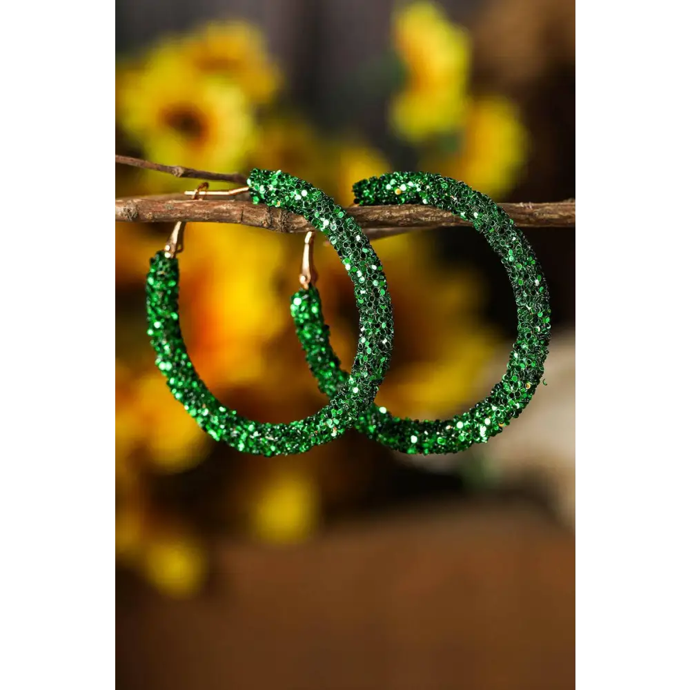 Luxury dark green sequin loop earrings for exclusive st. Patrick’s day elegance $5.72 mixed material elevate your st.