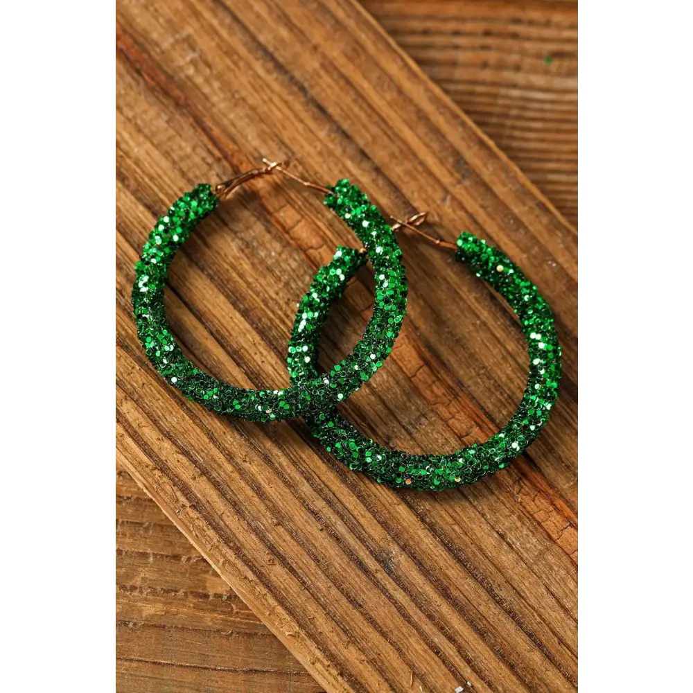 Luxury dark green sequin loop earrings for exclusive st. Patrick’s day elegance $5.72 mixed material elevate your st.