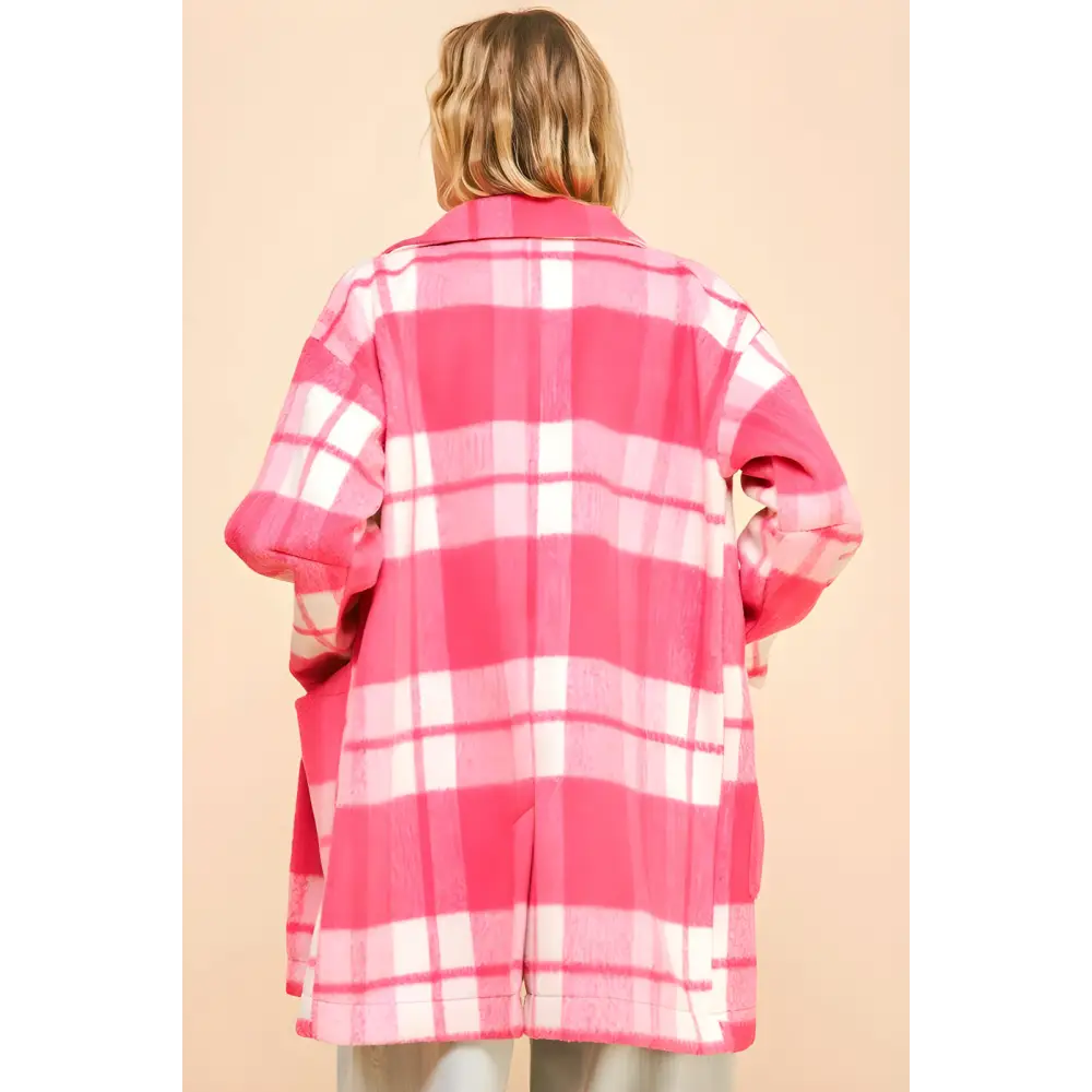 Elevate your wardrobe with the elegant plaid longline coat in luxury fashion $51.46 introducing the plaid open front