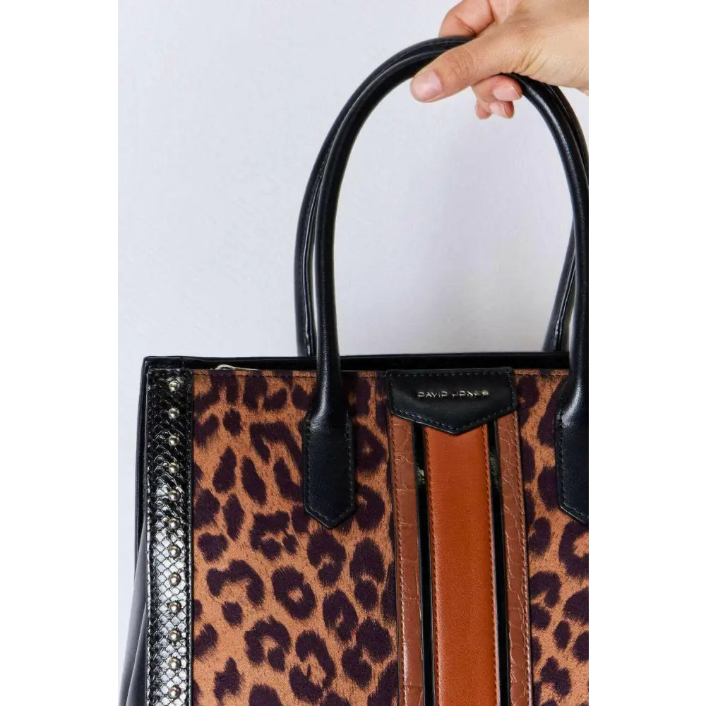 David jones leopard contrast rivet handbag for luxury fashion enthusiasts $55.08 this leopard contrast rivet handbag