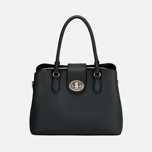 David jones pu leather twist-lock tote bag in luxury fashion for women $52.36 the pu leather twist-lock tote bag