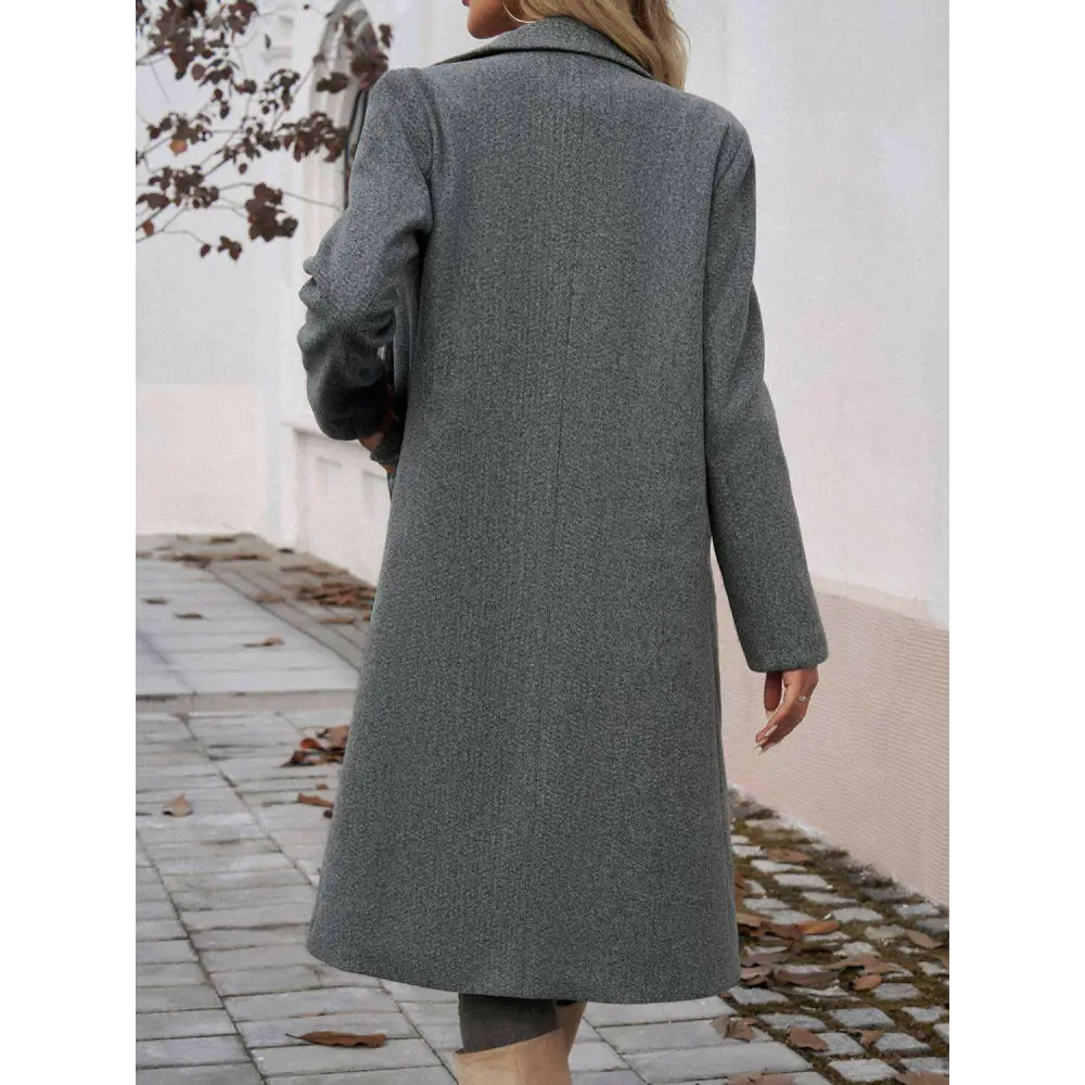 Devine pocketed collared coat in luxury fashion for women $66.26 the item boasts exquisite buttoned accents