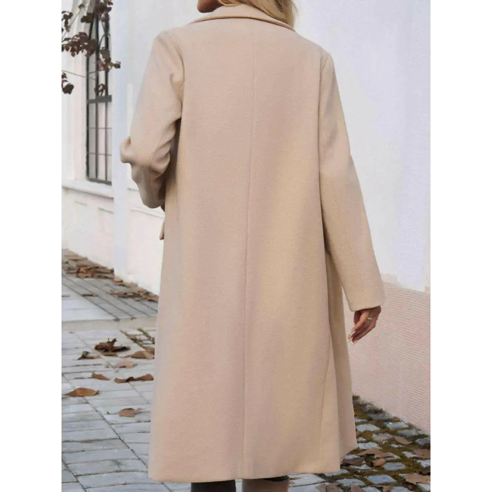 Devine pocketed collared coat in luxury fashion for women $66.26 the item boasts exquisite buttoned accents