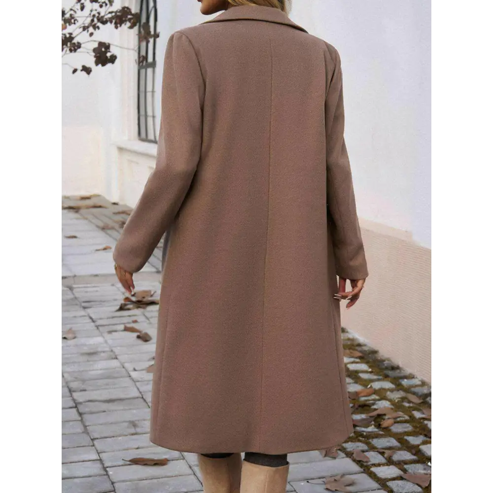 Devine pocketed collared coat in luxury fashion for women $66.26 the item boasts exquisite buttoned accents