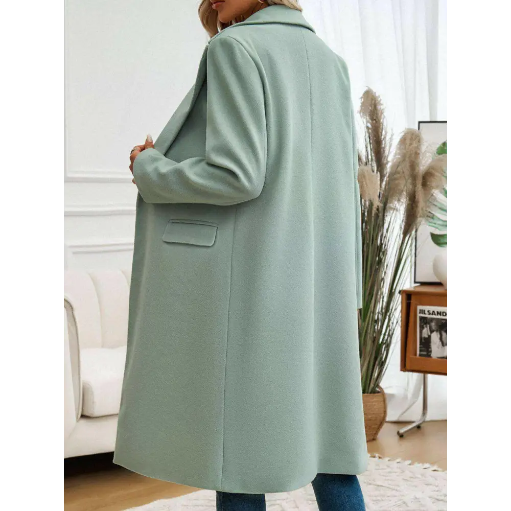 Devine pocketed collared coat in luxury fashion for women $66.26 the item boasts exquisite buttoned accents