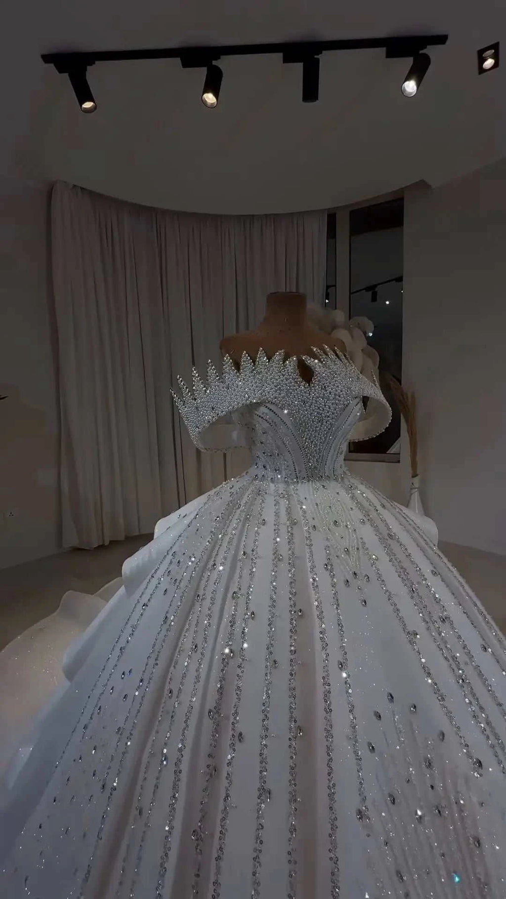 Diamond Luxe Crystal Off-Shoulder Royal Princess Ball Gown GD104