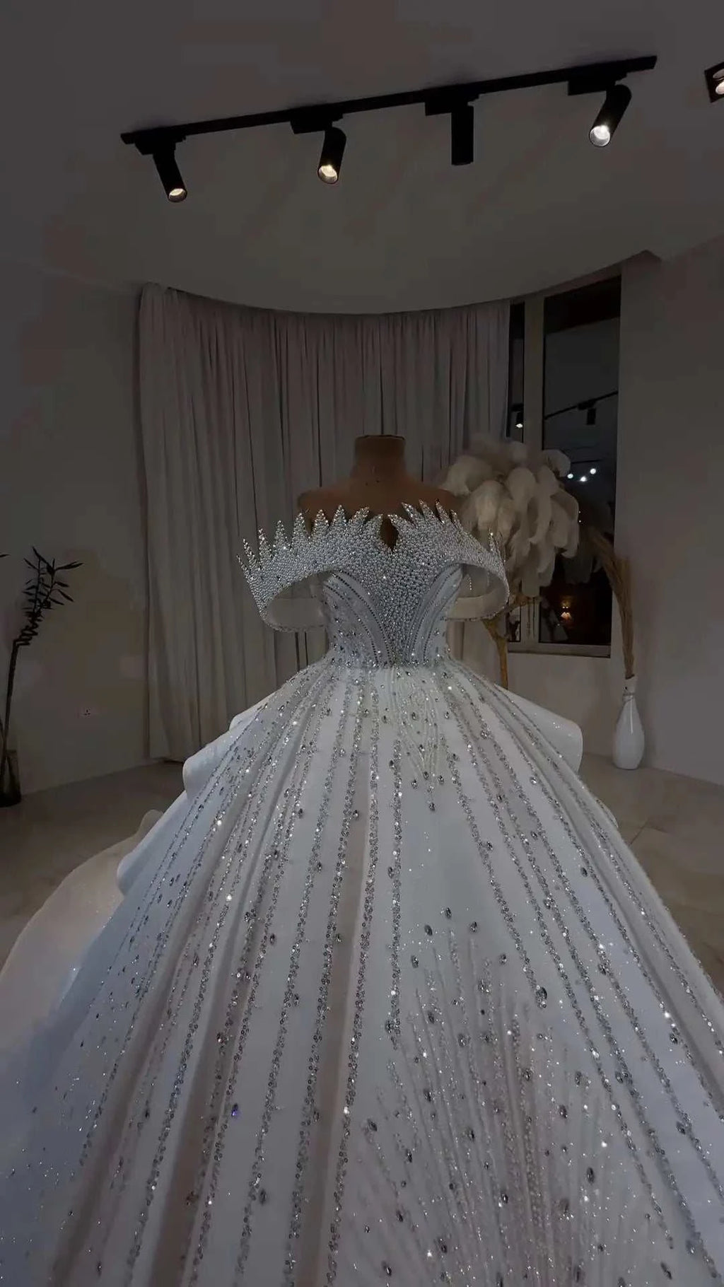 Diamond Luxe Crystal Off-Shoulder Royal Princess Ball Gown GD104