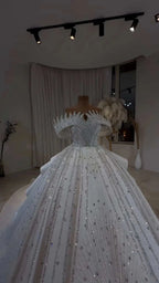 Diamond Luxe Crystal Off-Shoulder Royal Princess Ball Gown GD104