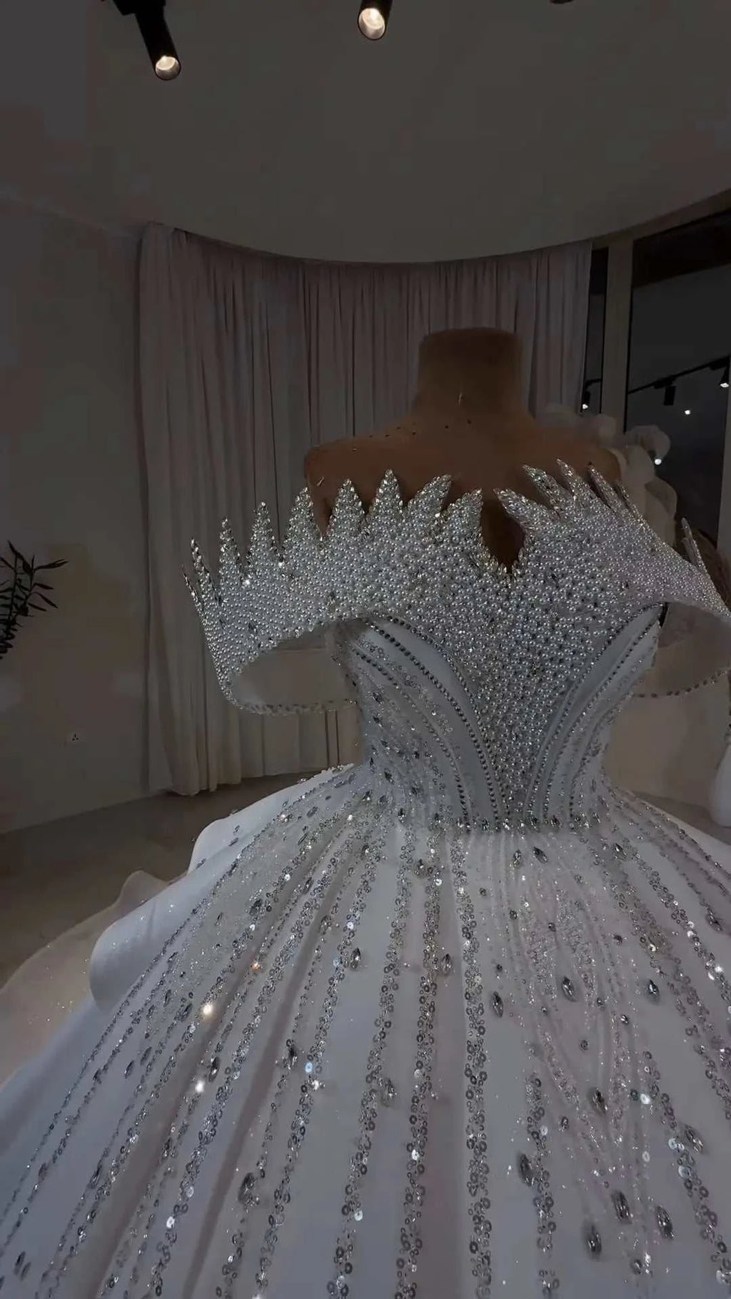 Diamond Luxe Crystal Off-Shoulder Royal Princess Ball Gown GD104