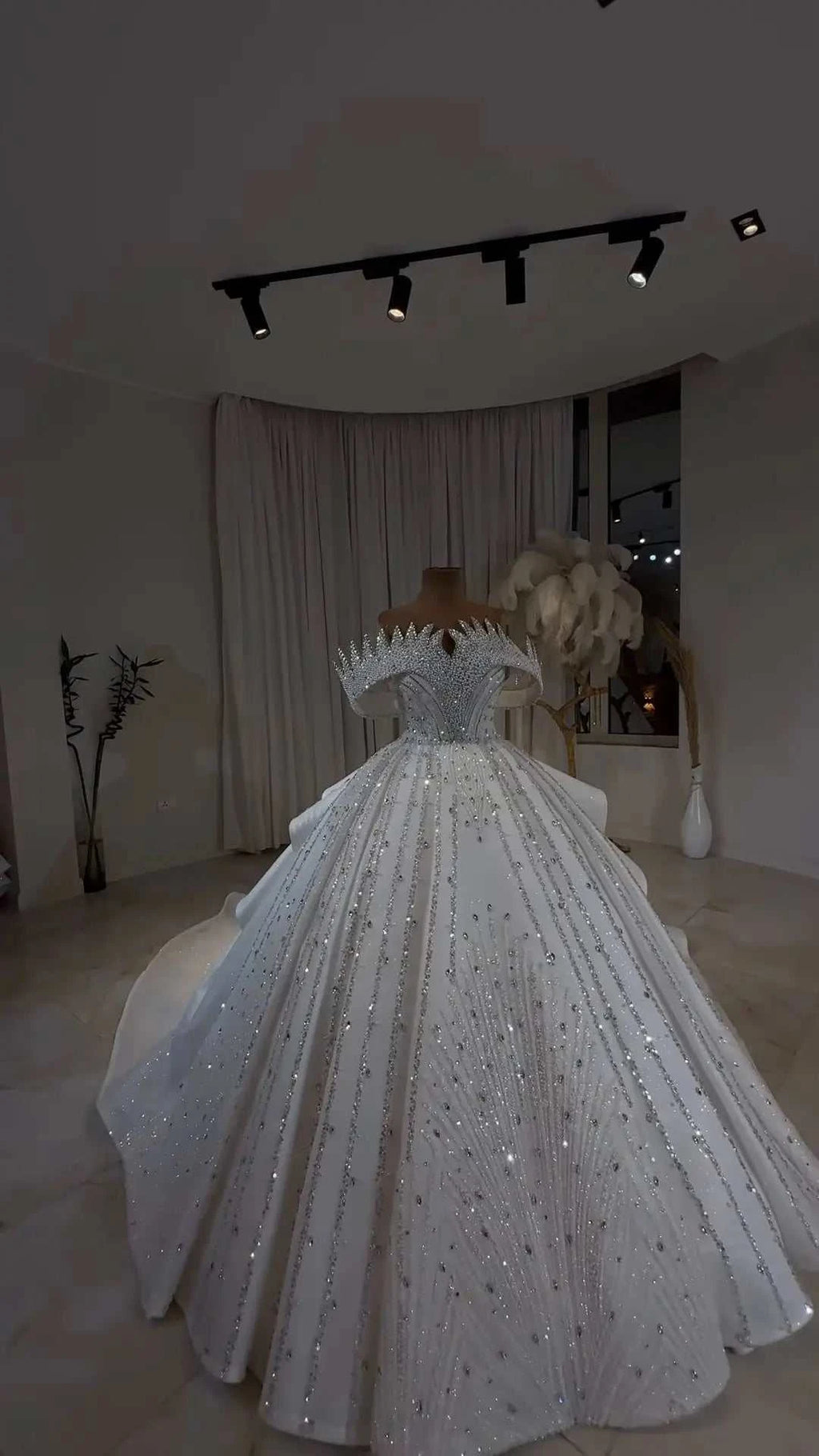 Diamond Luxe Crystal Off-Shoulder Royal Princess Ball Gown GD104
