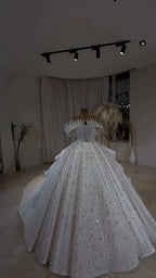 Diamond Luxe Crystal Off-Shoulder Royal Princess Ball Gown GD104