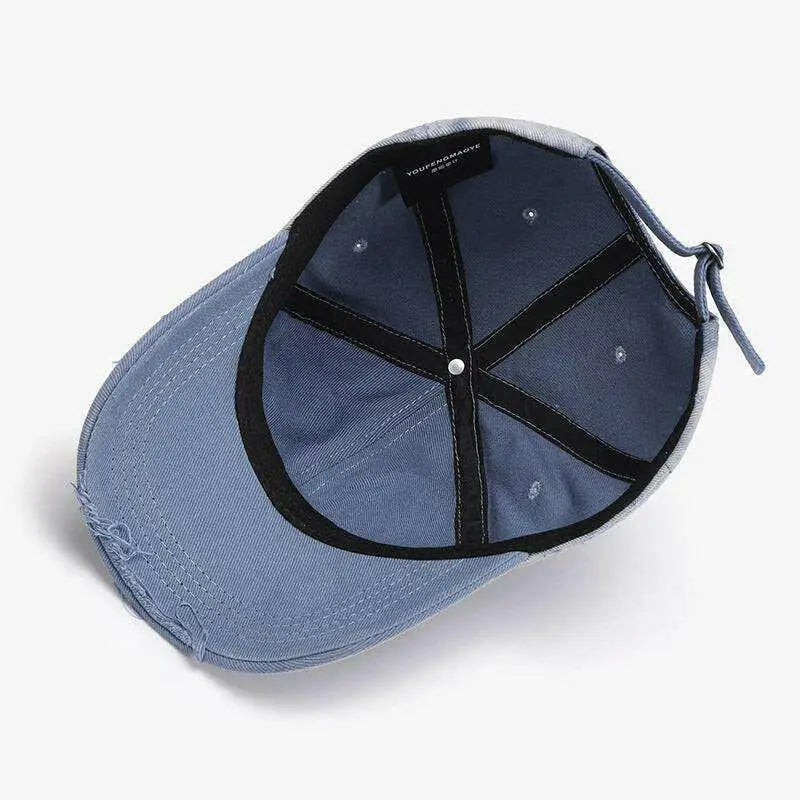 Chic distressed adjustable cotton hat for luxury fashion enthusiasts $22.88 1-piece cotton, known for its breathability