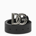 Dolce&Gabbana Black Belt With Rutenium Dg Plaque - Maven Couture IncMen's Belt