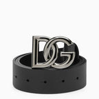 Dolce&Gabbana Black Belt With Rutenium Dg Plaque - Maven Couture IncMen's Belt