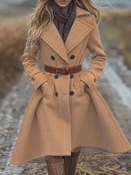 Double-Breasted Wool Blend Coat