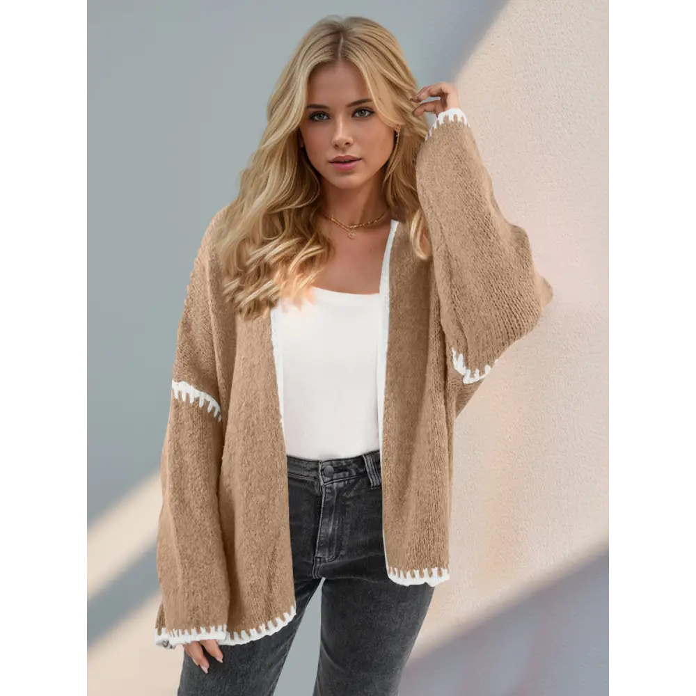 Timeless designer clothing chic double take contrast cardigan for luxury fashion $34.99 a quintessential basic style