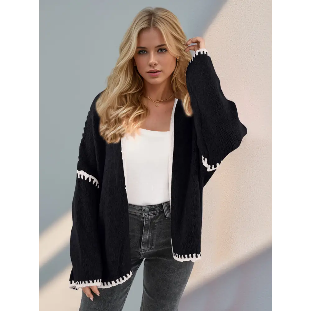 Timeless designer clothing chic double take contrast cardigan for luxury fashion $34.99 a quintessential basic style