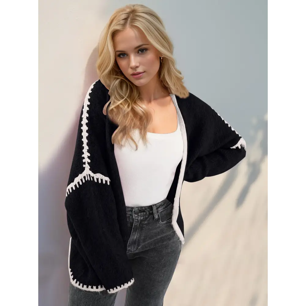 Timeless designer clothing chic double take contrast cardigan for luxury fashion $34.99 a quintessential basic style