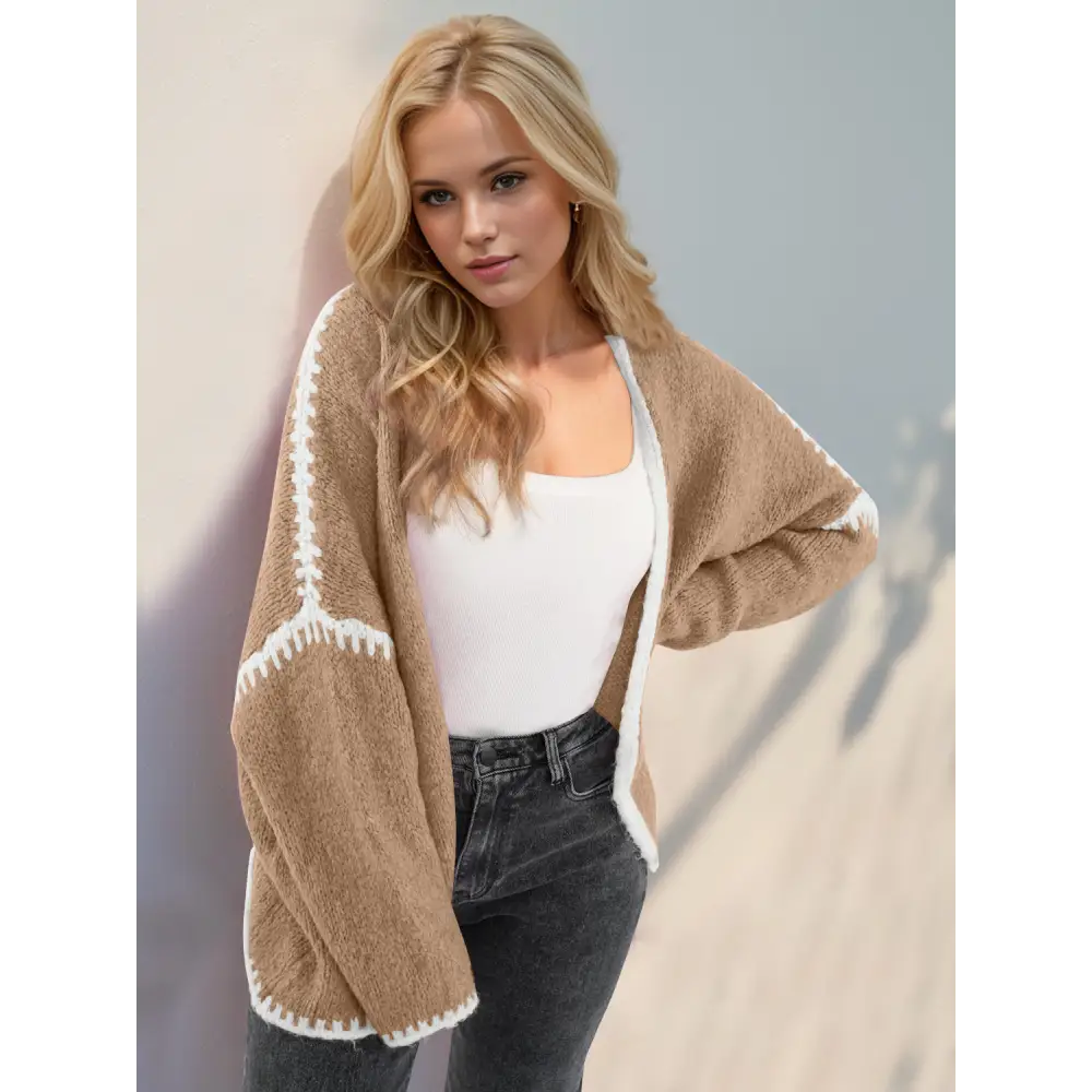 Timeless designer clothing chic double take contrast cardigan for luxury fashion $34.99 a quintessential basic style