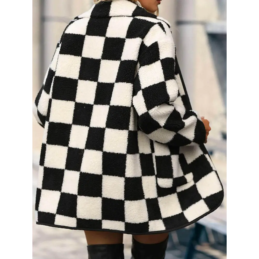 Elevate your wardrobe with the checkered button front coat in luxury fashion $54 immerse yourself in the elegance