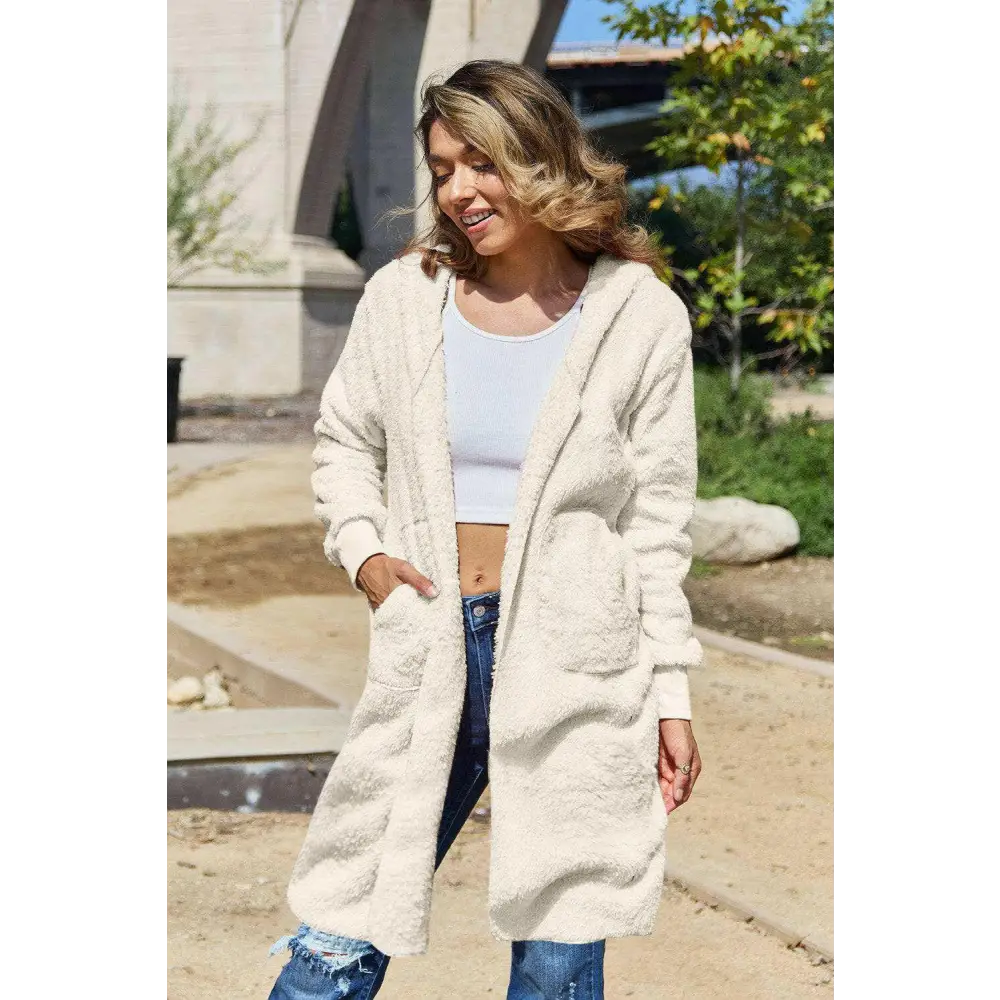 Elevate your wardrobe with the luxurious hooded teddy bear jacket $26 basic style, a perfect canvas for layering