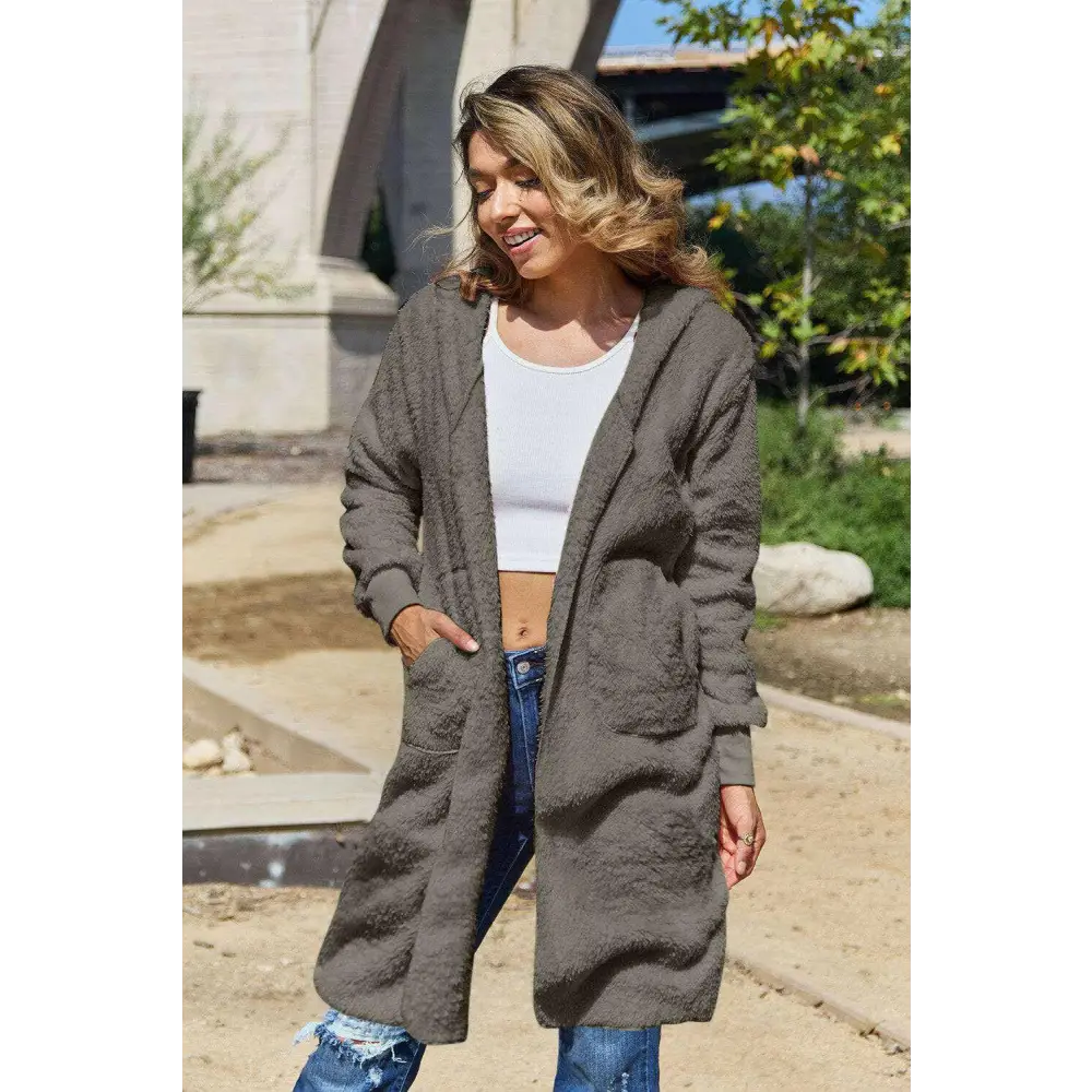 Elevate your wardrobe with the luxurious hooded teddy bear jacket $26 basic style, a perfect canvas for layering