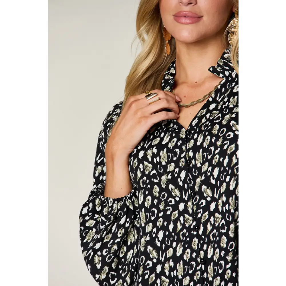 Elevate your wardrobe with the double take leopard long sleeve blouse $25.99 frill opaque no stretch material 100%