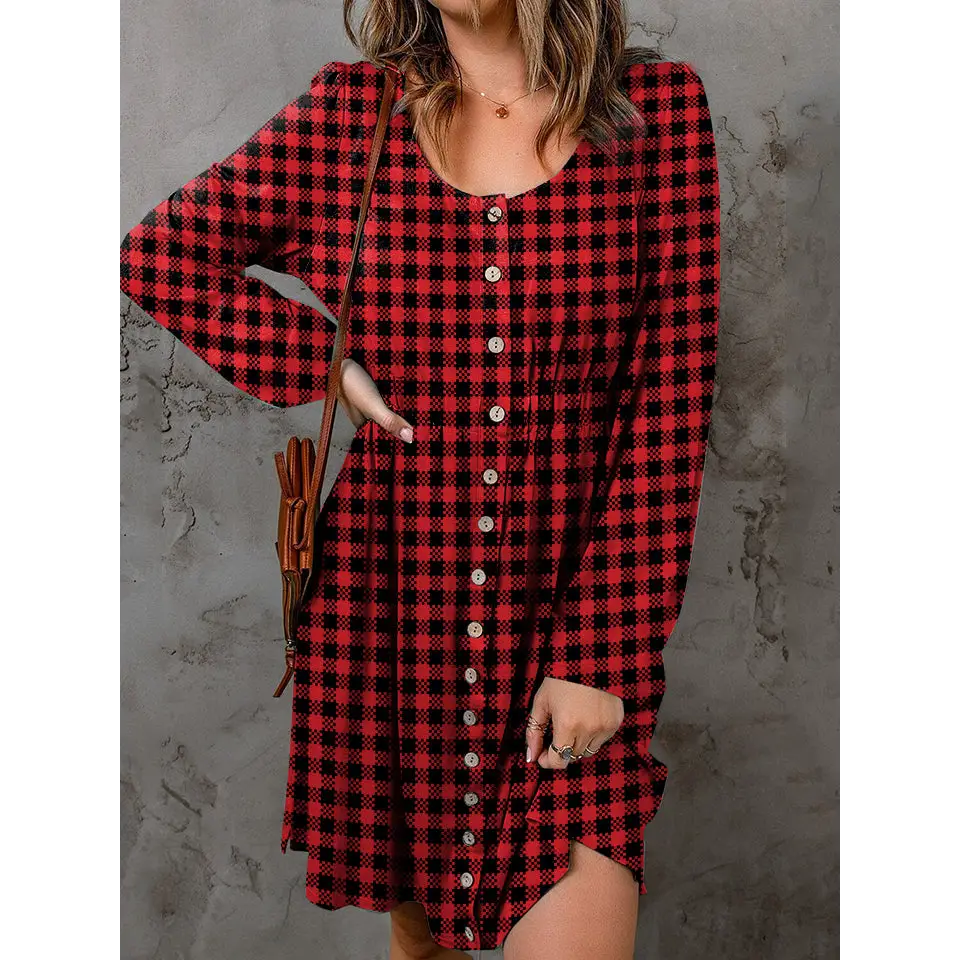 Timeless a-line plaid dress for luxury fashion for woman $36 pattern plaid fashion buttoned for a chic distinction