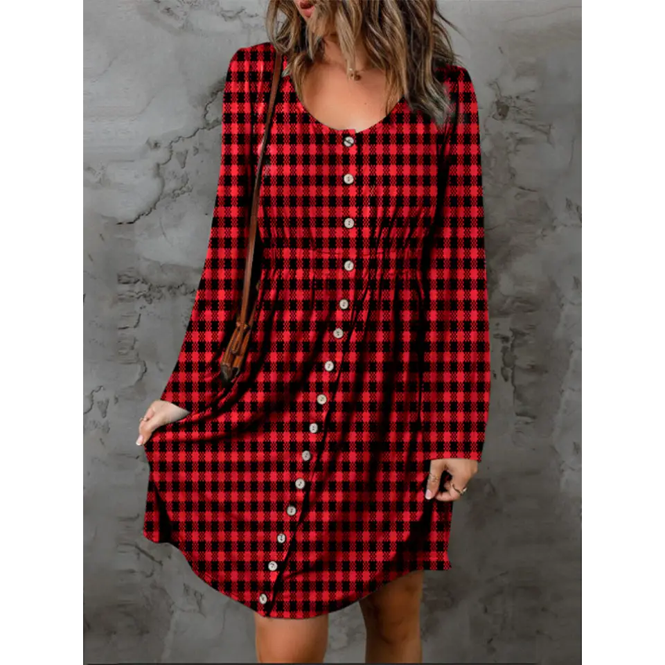 Timeless a-line plaid dress for luxury fashion for woman $36 pattern plaid fashion buttoned for a chic distinction