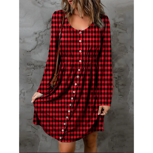 Timeless a-line plaid dress for luxury fashion for woman $36 pattern plaid fashion buttoned for a chic distinction