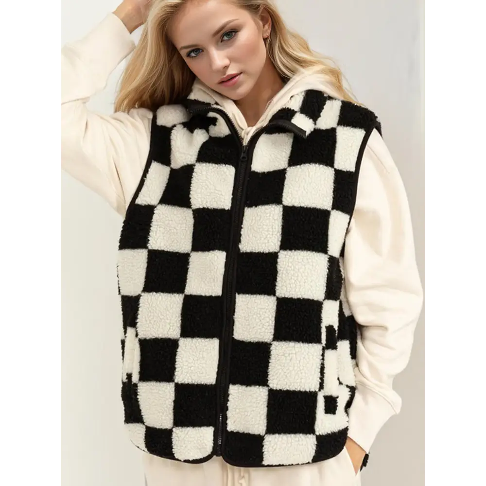 Elevate your style with the double take checkered vest in luxury fashion $41.99 pocketed – perfect for storing